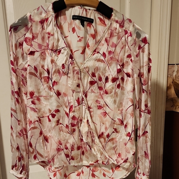 White House Black Market Tops - White House Black Market Pink Wrap Blouse with Notched Collar